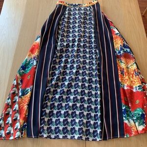 Amuse Paris floral/stripe A-line Maxi Skirt M